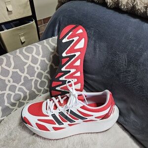 Red and White Athletic Running Shoes